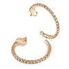 35mm Clear Crystal Half Hoop Clip On Earrings In Gold Tone - Medium
