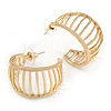 Small Gold Tone with Bar Element Half Hoop/ Creole Earrings - 25mm Diameter