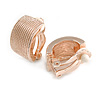C Shape Textured Clip On Earrings In Rose Gold Tone - 20mm Tall
