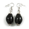 Acorn Shape Black Ceramic Bead Drop Earrings - 45mm L