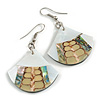 50mm L/Beige/Silvery/Abalone Shell Shape Sea Shell Earrings/Handmade/ Slight Variation In Colour/Natural Irregularities