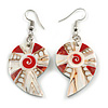 55mm L/Caramel/Red/White Shell Shape Sea Shell Earrings/Handmade/ Slight Variation In Colour/Natural Irregularities