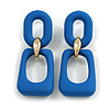 Blue Acrylic Geometric Drop Earrings - 50mm Long