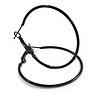 Black Enamel Slim Hoop Earrings/ Medium Size/ 40mm D