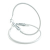 40mm D/ White Enamel Slim Hoop Earrings