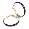40mm D/ Wide Purple Enamel Hoop Earrings In Gold Tone/ Medium Size