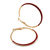 50mm Diameter/ Gold Tone with Red Enamel Hoop Earrings/ Large Size