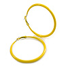 Large Banana Yellow Enamel Hoop Earrings In Silver Tone - 60mm Diameter