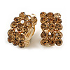 C Shape Champagne Crystal Clip On Earrings in Gold Tone - 18mm Tall