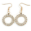 Crystal Circles Drop Earrings in Gold Tone - 45mm L