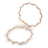 60mm D/ Large Twisted Hoop Earrings with Faux Pearl Bead Element in Gold Tone