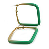 45mm D/ Slim Square Hoop Earrings in Matt Finish (Green/Yellow Shades) - Large Size