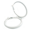 50mm D/ Slim White Hoop Earrings in Matt Finish - Large Size