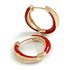 20mm Small Red Enamel Gold Tone Huggie Hoop Earrings