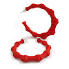 Large Red Acrylic Bamboo Hoop Earrings - 55mm D