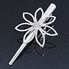 Bridal/ Prom/ Wedding Rhodium Plated Clear Crystal Open Flower Hair Beak Clip/ Concord Clip - 12cm Length