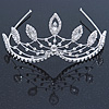 Statement Bridal/ Wedding/ Prom Rhodium Plated Austrian Crystal Leaf Tiara