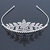 Statement Bridal/ Wedding/ Prom Rhodium Plated Austrian Crystal Floral Tiara