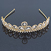 Bridal/ Wedding/ Prom Gold Plated Faux Pearl, Crystal Classic Tiara