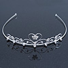 Bridal/ Wedding/ Prom Rhodium Plated Austrian Crystal Open Heart Tiara