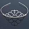 Statement Bridal/ Wedding/ Prom Rhodium Plated Austrian Crystal Triple Heart Tiara