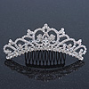 Bridal/ Wedding/ Prom/ Party Rhodium Plated Swarovski Crystal Hair Comb/ Tiara - 12.5cm