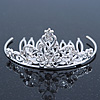 Princess Style Bridal/ Wedding/ Prom/ Party Rhodium Plated Swarovski Crystal Mini Hair Comb Tiara - 60mm