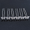 Bridal/ Wedding/ Prom/ Party Set Of 6 Rhodium Plated Crystal 'Butterfly' Hair Pins