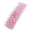 Light Pink Floral Plastic Barrette Hair Clip Grip - 10cm Across