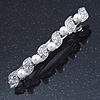 Bridal Wedding Prom Silver Tone Glass Pearl Crystal Barrette Hair Clip Grip - 80mm Width