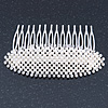 Bridal/ Wedding/ Prom/ Party Rhodium Plated Clear Austrian Crystal, Light Cream Simulated Pearl 'Oval' Hair Comb - 90mm