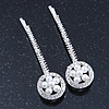 2 Bridal/ Prom Crystal, Simulated Pearl 'Flower In The Circle' Hair Grips/ Slides In Rhodium Plating - 60mm Across