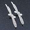 2 Bridal/ Prom 'Crystal Leavs and Flower' Hair Grips/ Slides In Rhodium Plating - 60mm Across