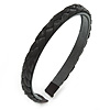 Black Fake Silk Hair Plait Flex Hairband