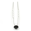 Bridal/ Wedding/ Prom/ Party Single Montana Blue Crystal Hair Pin In Silver Tone - 70mm L