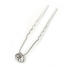 Bridal/ Wedding/ Prom/ Party Single Clear Crystal Hair Pin In Silver Tone - 70mm L