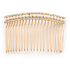 Bridal/ Wedding/ Prom/ Party Gold Plated AB Crystal, Light Cream Faux Pearl Hair Comb - 80mm