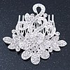 Bridal/ Wedding/ Prom/ Party Rhodium Plated Clear Austrian Crystal Floral Side Hair Comb - 8cm Width