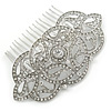 Bridal/ Wedding/ Prom/ Party Art Deco Style Rhodium Plated Austrian Crystal Hair Comb - 95mm W