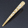 Gold Glittering Acrylic With Clear Crystals Hair Beak Clip/ Concord Clip In Silver Tone - 14cm Across