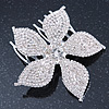 Bridal/ Prom/ Wedding/ Party Rhodium Plated Clear Austrian Crystal Daisy Flower Side Hair Comb - 7cm Width