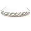 Bridal/ Wedding/ Prom Rhodium Plated Clear Crystal Braided Tiara Headband