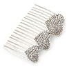 Bridal/ Wedding/ Prom/ Party Silver Tone Clear Austrian Crystal 3 Hearts Side Hair Comb - 60mm
