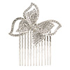 Bridal/ Prom/ Wedding/ Party Rhodium Plated Pave Set Clear Austrian Crystal Butterfly Side Hair Comb - 60mm W