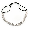 Wedding/ Bridal Clear Crystal, White Faux Glass Pearls Elastic Hair Band/ Elastic Band/ Headband - 59cm L (not stretched)