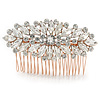 Bridal/ Wedding/ Prom/ Party Art Deco Style Rose Gold Tone Austrian Crystal Hair Comb - 90mm W
