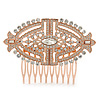 Bridal/ Wedding/ Prom/ Party Art Deco Style Rose Gold Tone Austrian Crystal Hair Comb - 85mm W