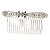 Bridal/ Wedding/ Prom/ Party Silver Tone Clear Austrian Crystal Bow Side Hair Comb - 80mm