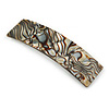 Large Mother Of Pearl Effect Acrylic Barrette Hair Clip Grip (Silver/ Grey/ Brown) - 105mm Across