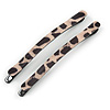 Pair Of Animal Print Hair Slides In Black Tone Metal (Black/ White) - 65mm L